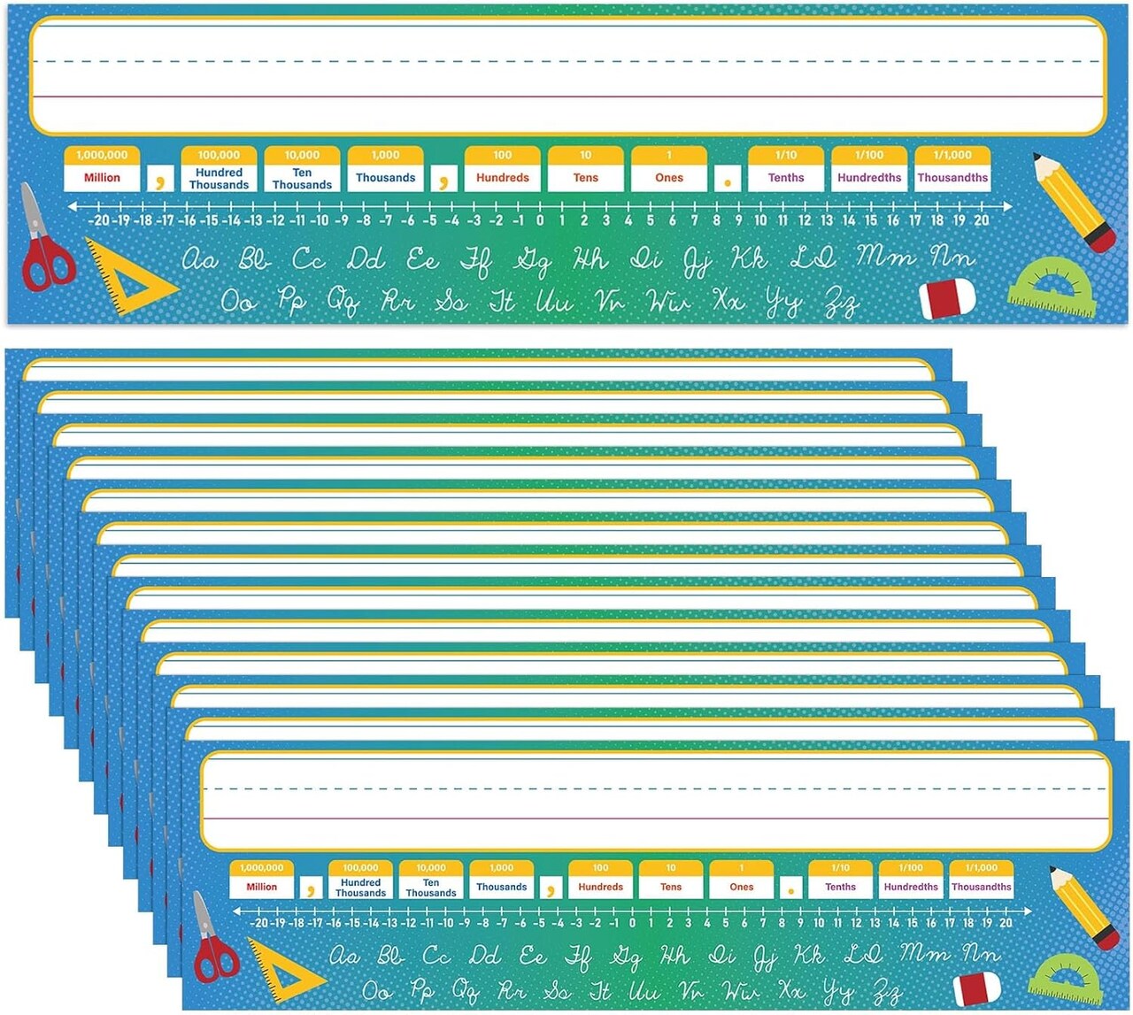 48 Pcs Flat Cursive Name Plate for Desk Traditional Cursive Nameplates (Multicolor) 14 x 4 inch/25 x 10 cm